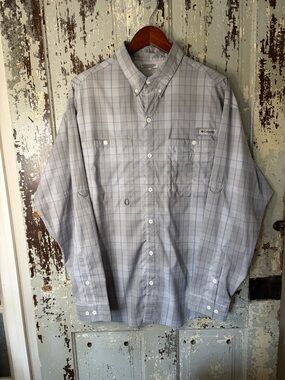 Columbia Men’s PFG Super Tamiami Light Gray Long Sleeve